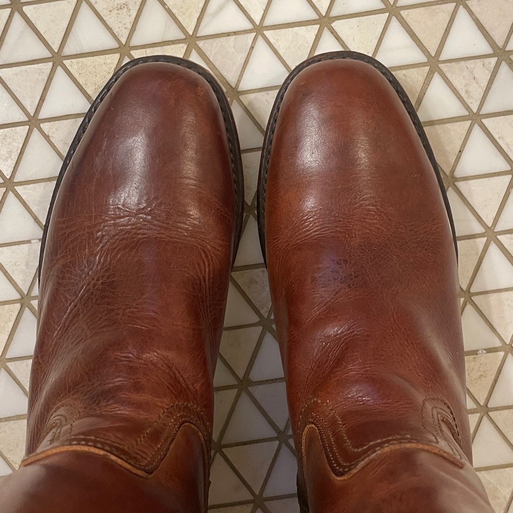 Frye Men’s Campus Boots Cognac Brown Leather Inside Zip Size 9.5 - Picture 10 of 11